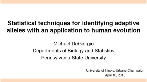 Thumbnail for NRES 2015 Spring Seminar Series - Michael DeGiorgio