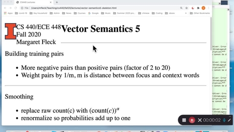Thumbnail for CS 440 (Fall 2020) Vector Semantics 5