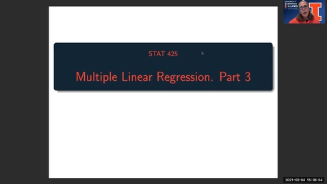 Thumbnail for entry STAT425: Multiple Linear Regression (Part 3) (1 of 2)