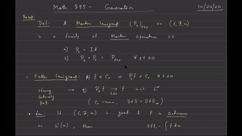 Thumbnail for Week 9 - Oct 20, 2020 - Generator - Math 595