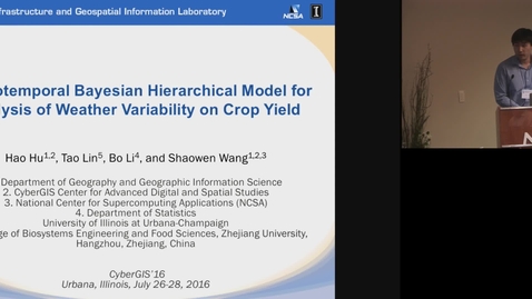 Thumbnail for Spatiotemporal Bayesian Hierarchical Model for Analysis of Weather Variability on Crop Yield.mp4