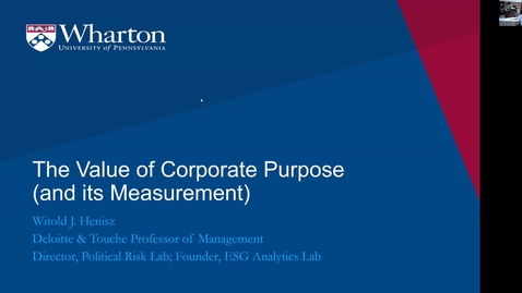 Thumbnail for Witold Henisz - The Value of Organizational Purpose (and Its Measurement)