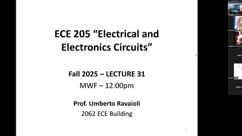 Thumbnail for ECE 205 Fall 2025 - Lecture31