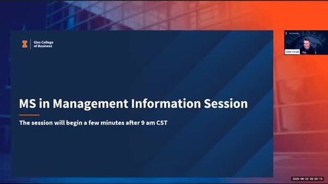 Thumbnail for Gies MS in Management Webinar (8/20/2025)