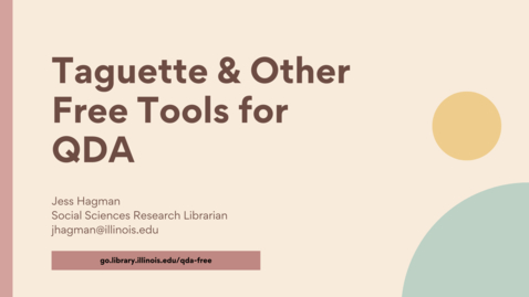 Thumbnail for Taguette and Other Free Tools for Qualitative Data Analysis - Savvy Researcher - Fall 2022