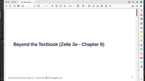 Thumbnail for Lecture: IS430 - BTTB Zelle Chapter 8