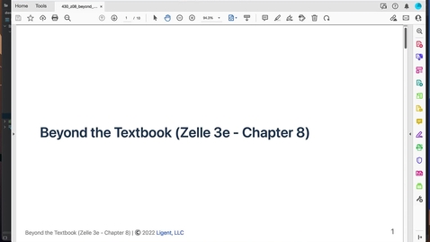 Thumbnail for entry Lecture: IS430 - BTTB Zelle Chapter 8