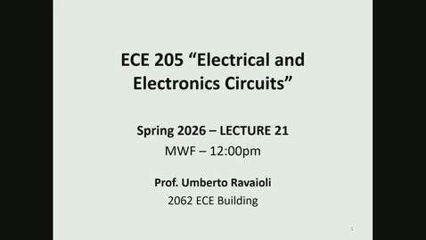 Thumbnail for ECE 205 Spring 2026 - Lecture 21