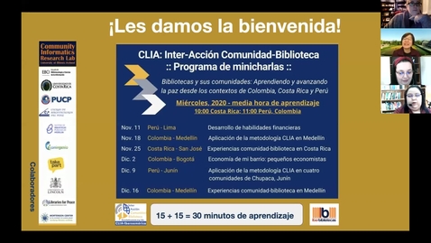 Thumbnail for CLIA: Inter-Acción Comunidad-Biblioteca Programa de minicharlas--Nov 25, 2020