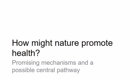 Thumbnail for NRES 500 Spring 2017 - Kuo - How might nature promote health?