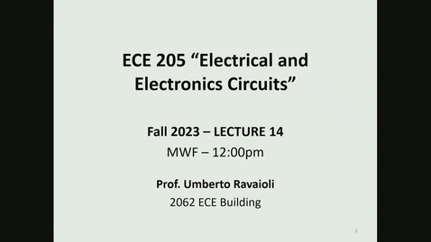 Thumbnail for entry ECE 205 Lecture 14 - Fall 2023
