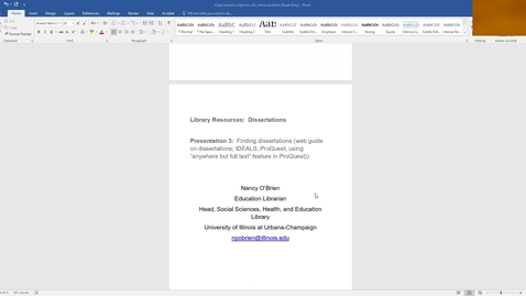 Thumbnail for Finding Dissertations by Nancy O'Brien
