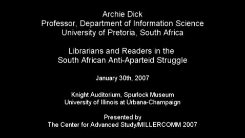 Thumbnail for Librarians and Readers in the South African Anti-Aparteid Struggle