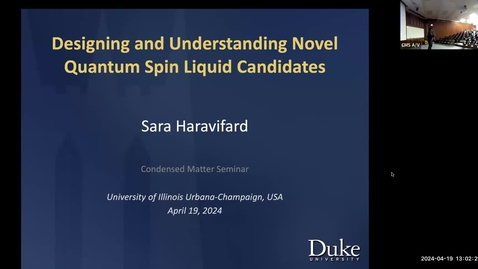 Thumbnail for entry Condensed Matter Seminar - Sara Haravifard, Duke University