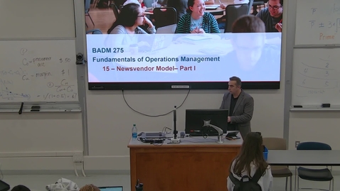 Thumbnail for Operations Management (BADM 275 E) Fall 2022