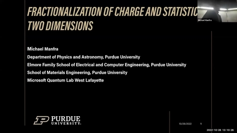 Thumbnail for entry Condensed Matter Seminar - Mike Manfra, Purdue University