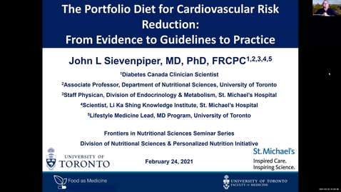 Thumbnail for entry 2.24.2021 - John Sievenpiper MD, PhD - NUTR 500 Seminar - Frontiers in Nutritional Sciences