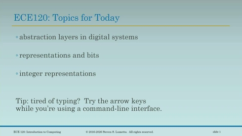 Thumbnail for Introduction to Computing (ECE 120 AL5) Spring 2026