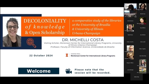 Thumbnail for Research Talk with Visiting Scholar at the Mortenson Center for International Library Programs- Dr. Michelli Costa