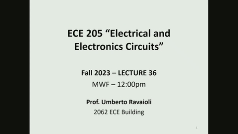 Thumbnail for ECE 205 Lecture 36 - Fall 2023