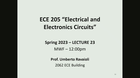 Thumbnail for ECE 205 Lecture 23 - Spring 2023