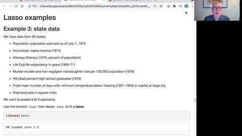 Thumbnail for STAT 425 Week 10 - R Examples for Shrinkage - Part 2 Lasso Regression