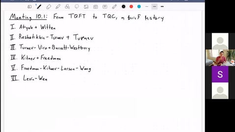 Thumbnail for Meeting 10.1: From TQFT to TQC, Part 1