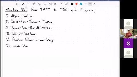Thumbnail for entry Meeting 10.1: From TQFT to TQC, Part 1
