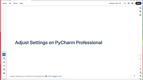 Thumbnail for Tutorial: Adjust Settings on PyCharm Professional