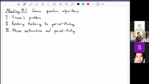 Thumbnail for Meeting 8.1: Simon's problem and factoring