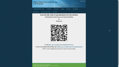 Thumbnail for Hydro Seminar (CEE 595 W) Spring 2025