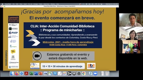 Thumbnail for CLIA: Inter-Acción Comunidad-Biblioteca Programa de minicharlas--Abr 21, 2021