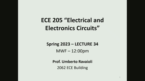 Thumbnail for ECE 205 Lecture 34 - Spring 2023