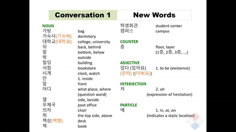 Thumbnail for KOR 201-Lesson 3 C1 New Words
