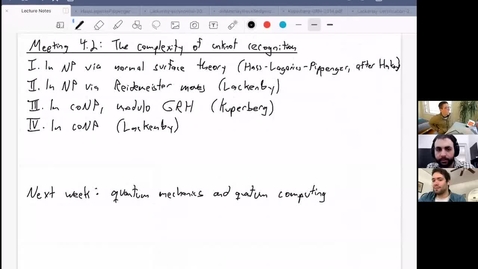 Thumbnail for Meeting 4.2: The complexity of unknot recognition