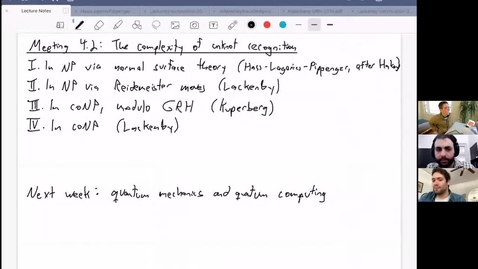 Thumbnail for entry Meeting 4.2: The complexity of unknot recognition