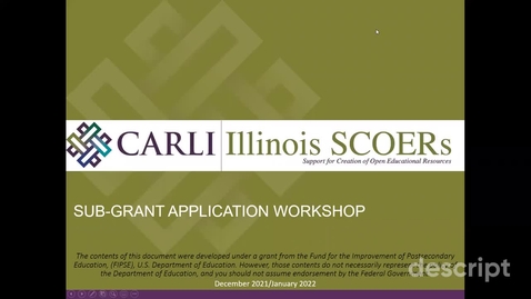 Thumbnail for entry CARLI - IL SCOERs Subgrant Workshop 1_18