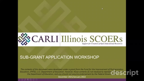 Thumbnail for CARLI - IL SCOERs Subgrant Workshop 1_18