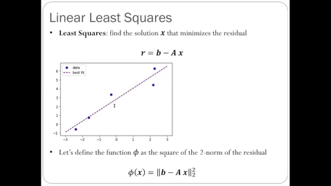 Thumbnail for entry Linear Least Squares - 2: Normal Equations