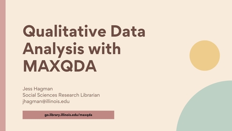 Thumbnail for Qualitative Analysis with MAXQDA - Savvy Researcher - Fall 2022