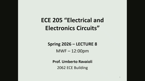 Thumbnail for ECE 205 Spring 2026 - Lecture 8