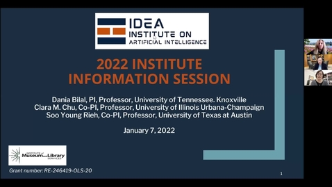 Thumbnail for January 7, 2022 IDEA Institute on Artificial Intelligence Virtual Information Session