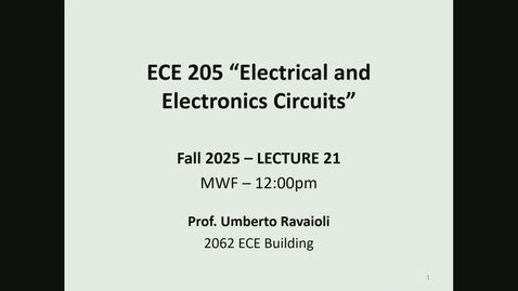 Thumbnail for ECE 205 Fall 2025 - Lecture 21