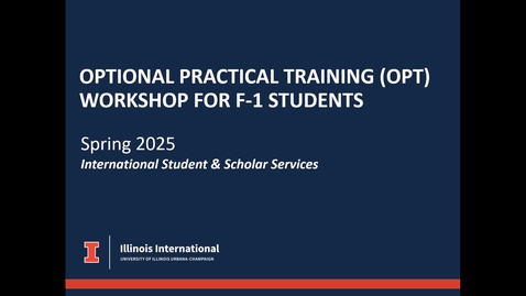 Thumbnail for Spring 2025 OPT Workshop