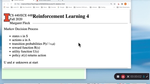 Thumbnail for CS 440 (Fall 2020) Reinforcement Learning 4