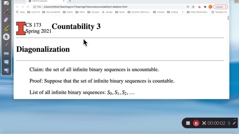 Thumbnail for CS 173 (Spring 2021) Countability 3