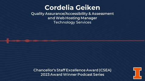 Thumbnail for entry Cordelia Geiken - Chancellor’s Staff Excellence Award (CSEA): 2023 Winner