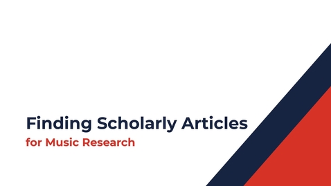 Thumbnail for Finding Scholarly Articles for Music Research