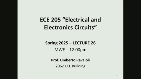 Thumbnail for ECE 205 Spring 2025 - Lecture 26