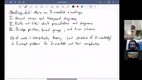 Thumbnail for Meeting 2.2: More on Heegaard diagrams, knots and knot equivalence